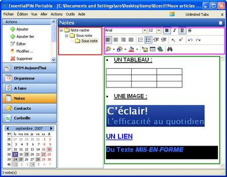 EPIM : module de prise de notes (outliner)