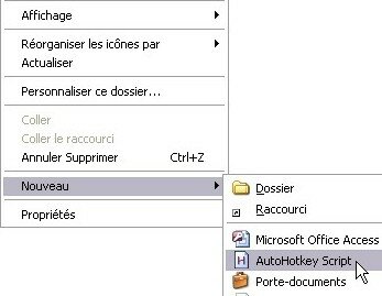 Créer un nouveau script autohotkey