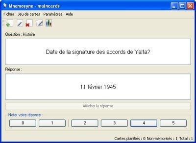 Noter sa réponse à la question d'une carte mémoire