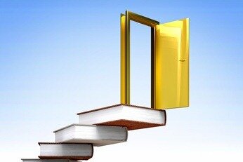 gold door and books