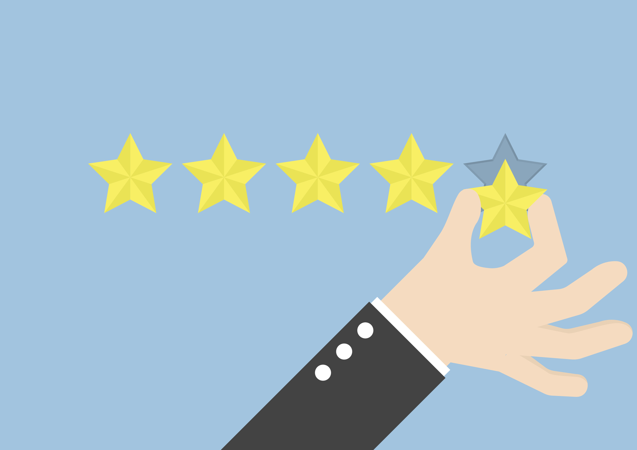 Avis clients positifs et négatifs sur un site e-commerce avec étoiles de notation